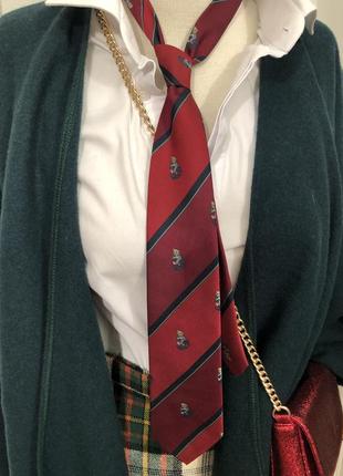 Красный винтажный галстук с принтом