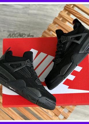 Кроссовки женские и мужские nike air jordan 4 black / найк аир джордан ...