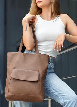 Жіноча сумка екошкіра коричневий нубук