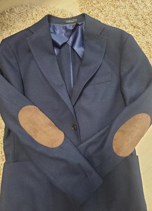 Піджак пиджак arber темносиній з нашивками завужений по талії4 фото