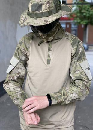 Рубашка  военная тактическая с липучками под шевроны всу (зсу) убакс 6583 хаки