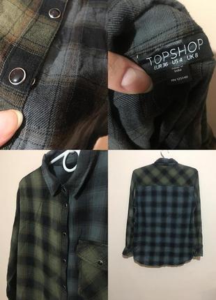 Клетчатая рубашка topshop brown mix match check shirt5 фото