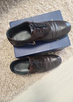 Оксфорди-броги туфлі чоловічі шкіряні коричневого кольору оксофорды-броги