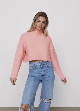 Укороченный вязаный свитер zara