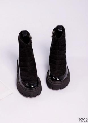 Замшеві черевики з лаковими вставками натуральна шкіра кожаные ботинки с лаковыми вставками вставками натуральная замша6 фото