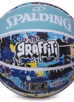 М'яч баскетбольний spalding blue-dark blue graffiti розмір 7 гумовий для гри на вулиці (84373y)2 фото