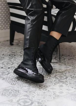 Черевики жіночі демісезонні  alexander mcqueen boots black4 фото