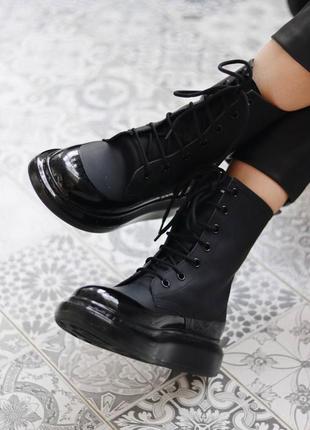 Черевики жіночі демісезонні  alexander mcqueen boots black8 фото