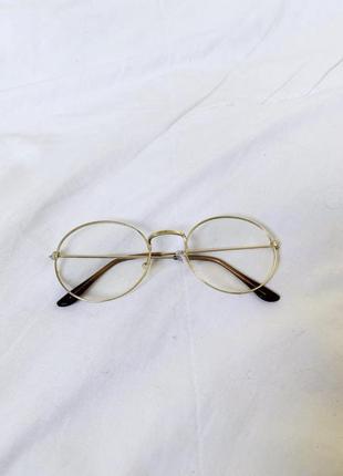 Стильні прозорі іміджеві окуляри з золотою оправою