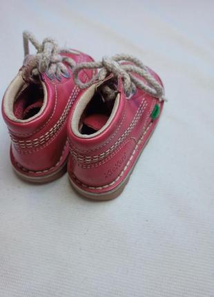 Кожаные ботинки розового цвета на плоской подошве kickers . ботинки. сапоги4 фото