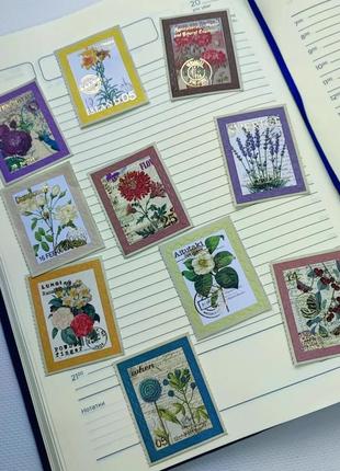 Набір #89 для скрапбукінга, картинки зображення марки стікери для щоденників блокнота скетча записника квіти