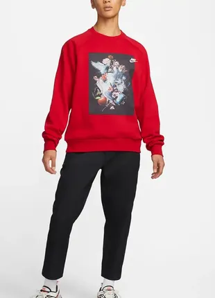 Оригинал !! nike masterpiece pack photo print crew neck fleece sweatshirt in red	dd6515-687