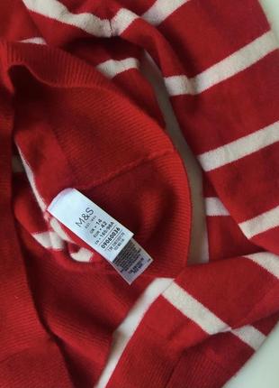 Кашемировый красный свитер джемпер кофта в полоску алый кашемир3 фото