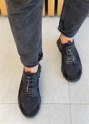Кроссовки мужские кожаные черные с вставками нубука6 фото