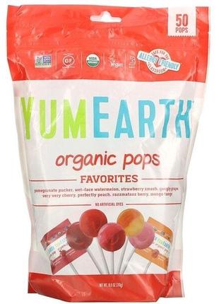 Органические фруктовые леденцы на палочке yumearth organic pops ассорти 50 леденцов1 фото