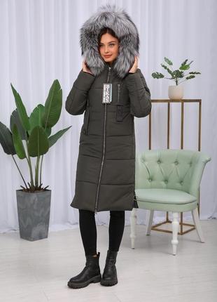 Качественная зимняя парка с мехом чернобурки finland. бесплатная доставка.