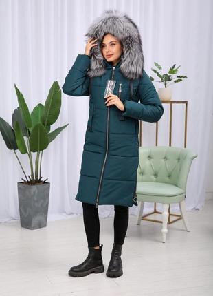 Зимова жіноча тепла куртка з хутром чорнобурки finland. бескоштовна доставка5 фото