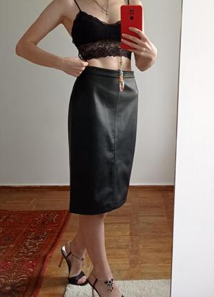 Sale🖤 чорна спідниця-олівець з екошкіри, чорна спідниця-олівець sweewe paris
