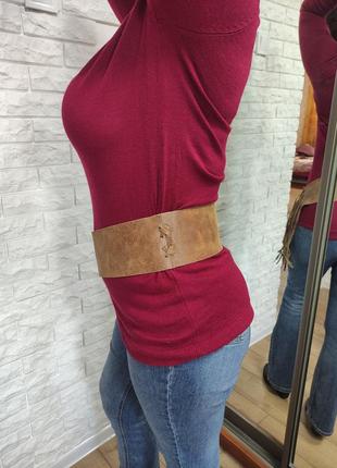 Пояс женский кожаный коричневый с бахрамой на талию / бедра ремень4 фото