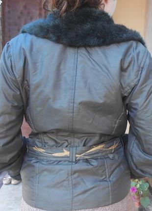 Изумрудная курточка, легкий синтепон, воротник мех под норку, люрекс, вышивка markoff3 фото