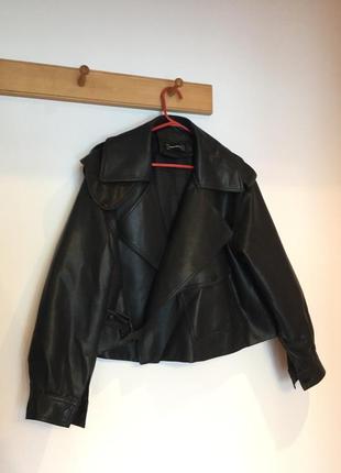 Шкіряна куртка вінтаж укорочена оверсайз кожаная куртка винтаж актуальная