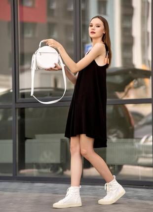 Трендова жіноча кругла сумка бренду sambag - bale біла6 фото