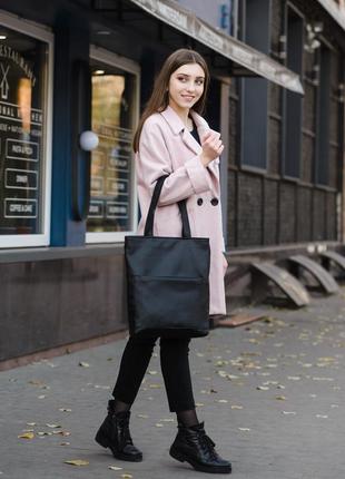 Жіноча трендова сумка sambag shopper чорна