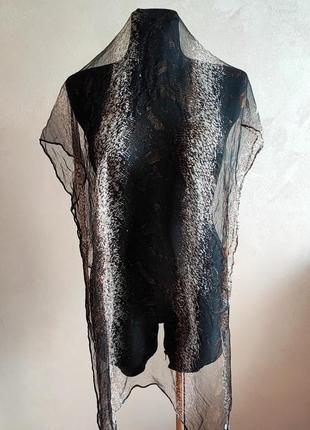 Винтажный платок дымка пёстрый принт 140х70 см, платок винтаж silk