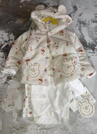 Набір з трьох речей з вінні пухом боді штани курточка