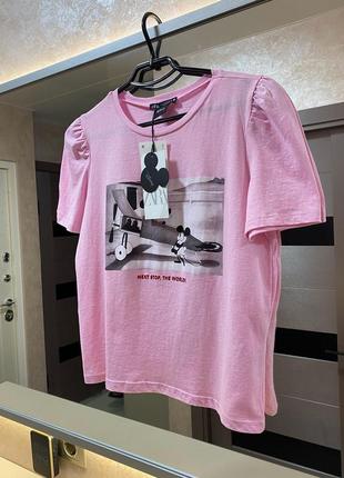 Футболка zara дісней рожева зара mickey mouse