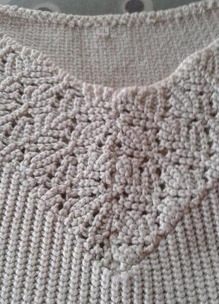 Пуловер женский крупной вязки бежевый батал4 фото