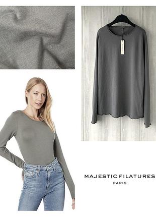 Новый кашемировый хлопковый лонгслив majestic filatures футболка с длиными рукавами реглан кашемир / хлопок