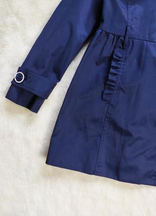 Синє демі пальто для дівчинки дівчаче короткий тренч капюшоном рюшами michael kors8 фото
