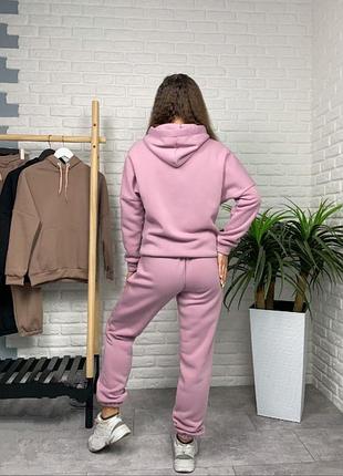 Теплый спортивный костюм из трикотажа на флисе с капюшоном3 фото
