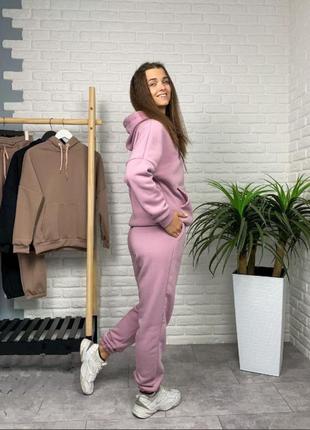 Теплый спортивный костюм из трикотажа на флисе с капюшоном2 фото