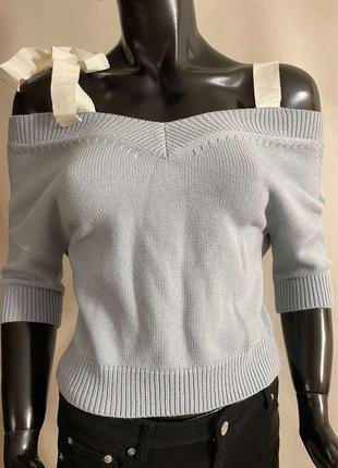 Блакитний вовняний светр red valentino з відкритими плечима