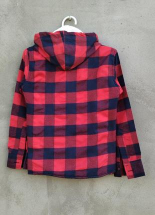 Куртка-рубашка в клетку красно-черная 5-8 лет5 фото