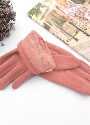Детские перчатки "bowtie" коралловые2 фото
