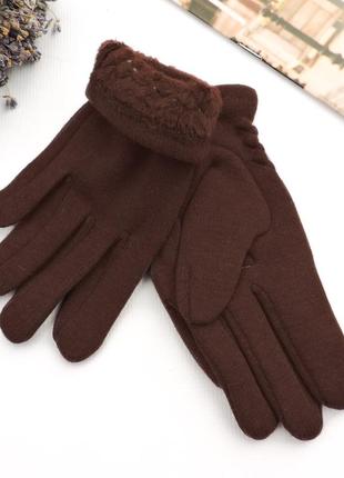 Детские перчатки "bowtie" коричневые3 фото