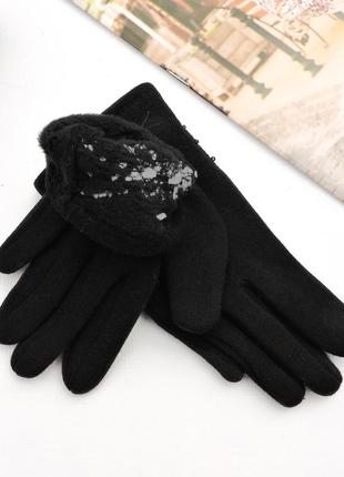 Детские перчатки "bowtie" черные3 фото