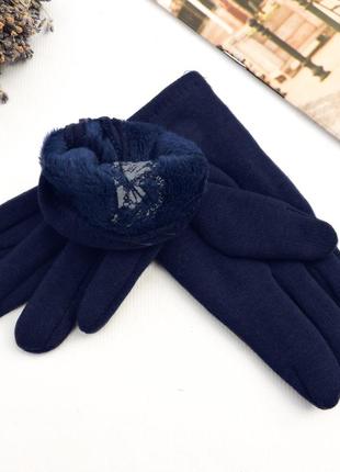 Детские перчатки "butterfly" темно-синие3 фото