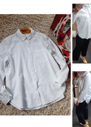 Стильная белая хлопковая рубашка объёмная, h&m,  p. m-шшо7l