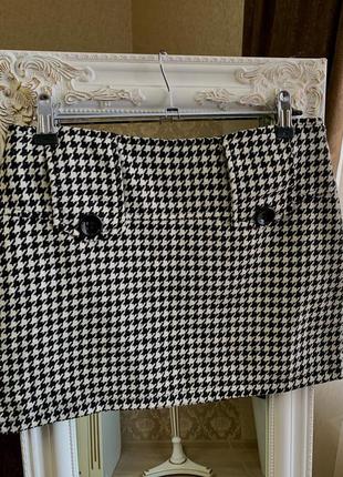 Трендовая модная короткая юбка в гусиную лапку2 фото