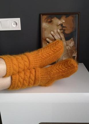 В'язані теплі пухнасті шкарпетки ангора кролик
