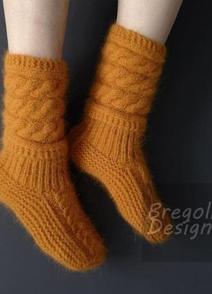 В'язані теплі пухнасті шкарпетки ангора кролик3 фото