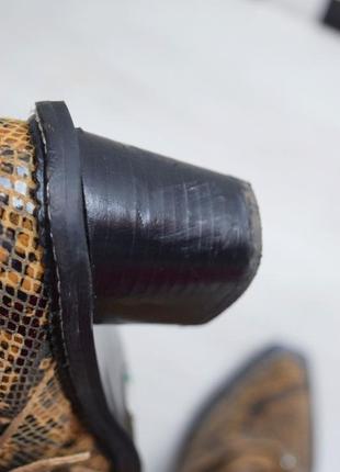Казаки кожаные ботинки змеиный принт сапоги ковбойские с пряжками9 фото