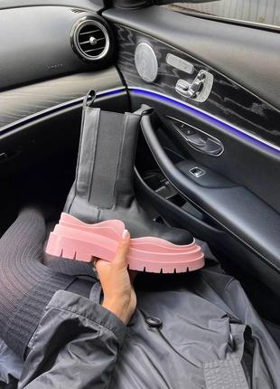 Черевики жіночі bottega veneta black pink/ботинки женские боттега вэнета1 фото