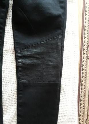 Новые черные джеггинсы с кожаными вставками, crazy8 на 14 лет4 фото