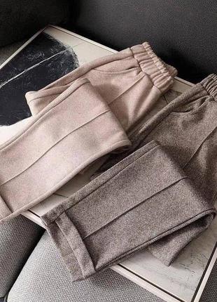 Стильні жіночі штани вовняні, трендові теплі штани з кишенями кашемір 42-44,44-465 фото