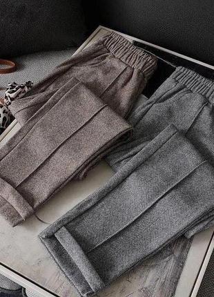 Стильні жіночі штани вовняні, трендові теплі штани з кишенями кашемір 42-44,44-464 фото